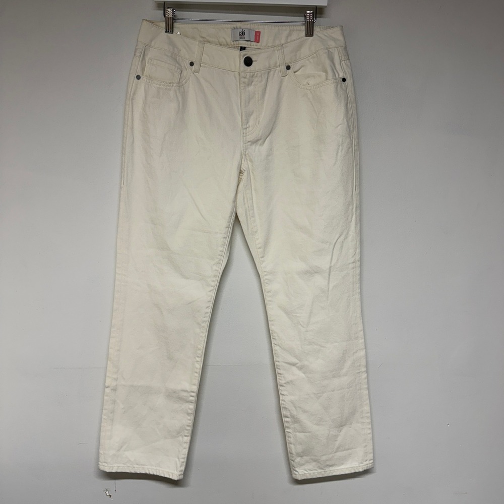 Cabi Jeans Womens 8 Cream Off White Straight Leg 100% Cotton Denim Pants